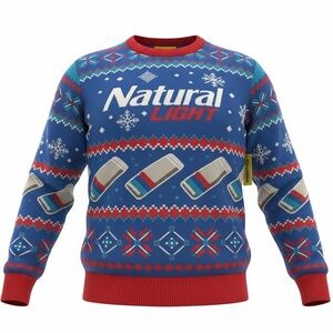 Tipsy Elves men’s Natural Bud Light‎ Ugly Christmas Sweater size 3XlL NWT